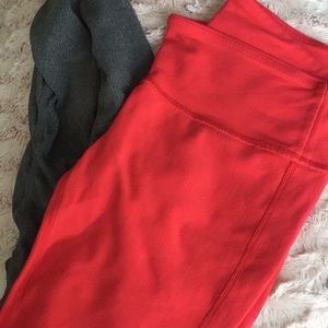ALO red grey Goddess pure barre or yoga leggings